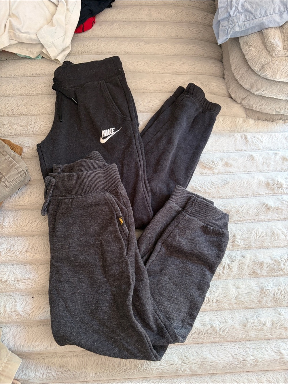 2 Pairs of Lee & Nike Black & Gray Kids Fleece Joggers - XS